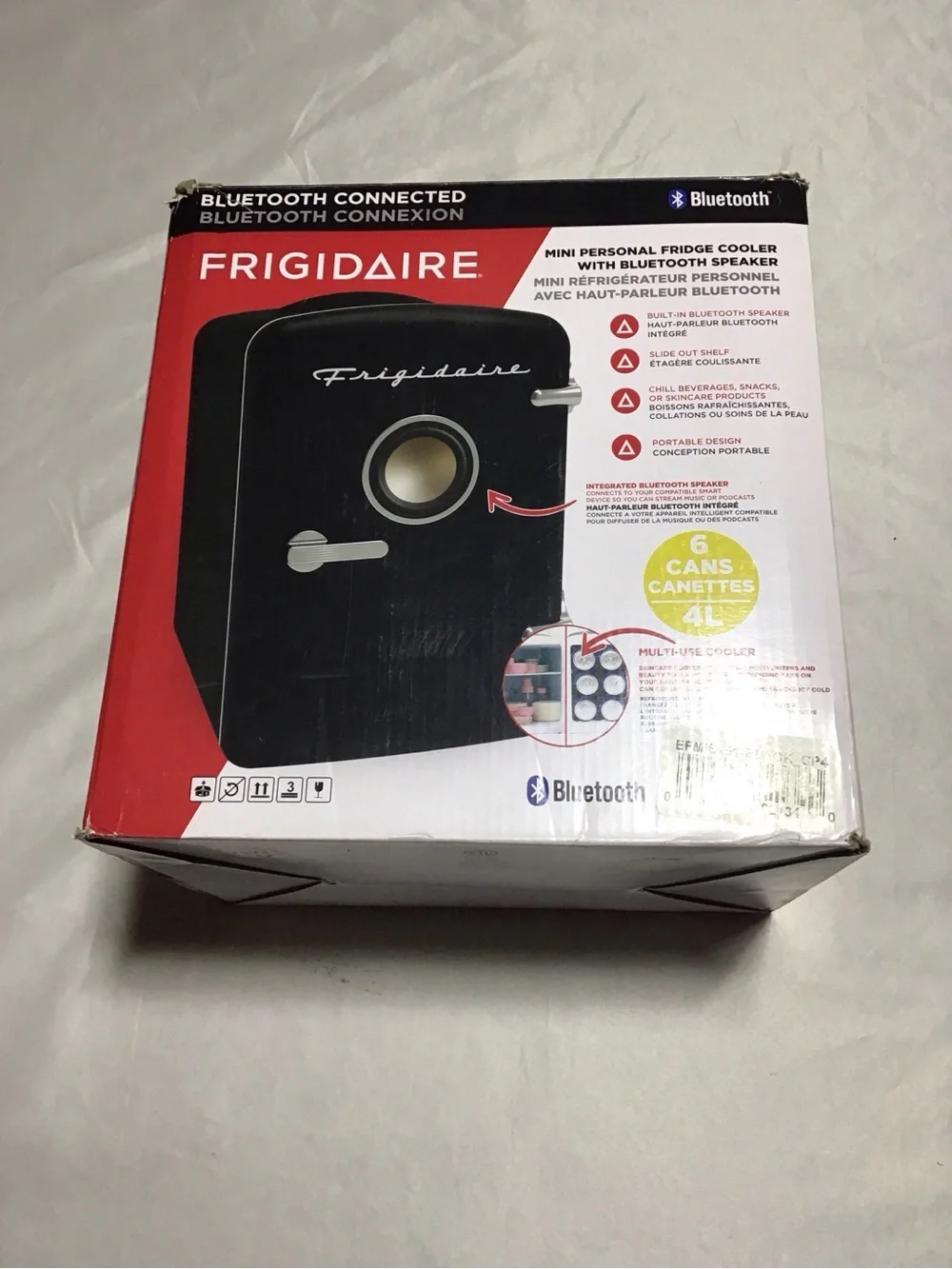 Frigidaire 6 Can Retro Mini Portable Personal Fridge/Cooler for Home, Office